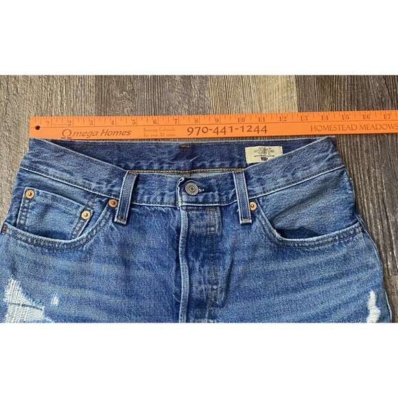 Levi’s 501 Anniversary High Rise Button Fly Jeans Women’s W28 L31 Distressed - Picture 12 of 16